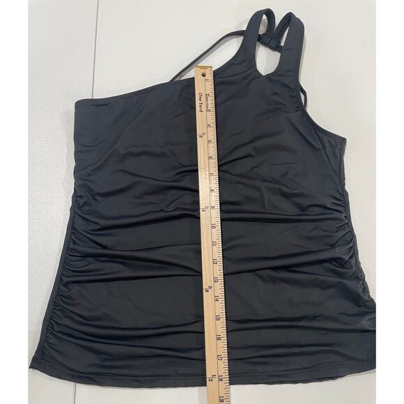 La Blanca Island Goddess One Shoulder Keyhole Tankini Top & Bottom Black SzUS 16 - Picture 8 of 12